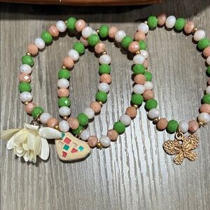 Beaded Stretch Bracelets with Charms